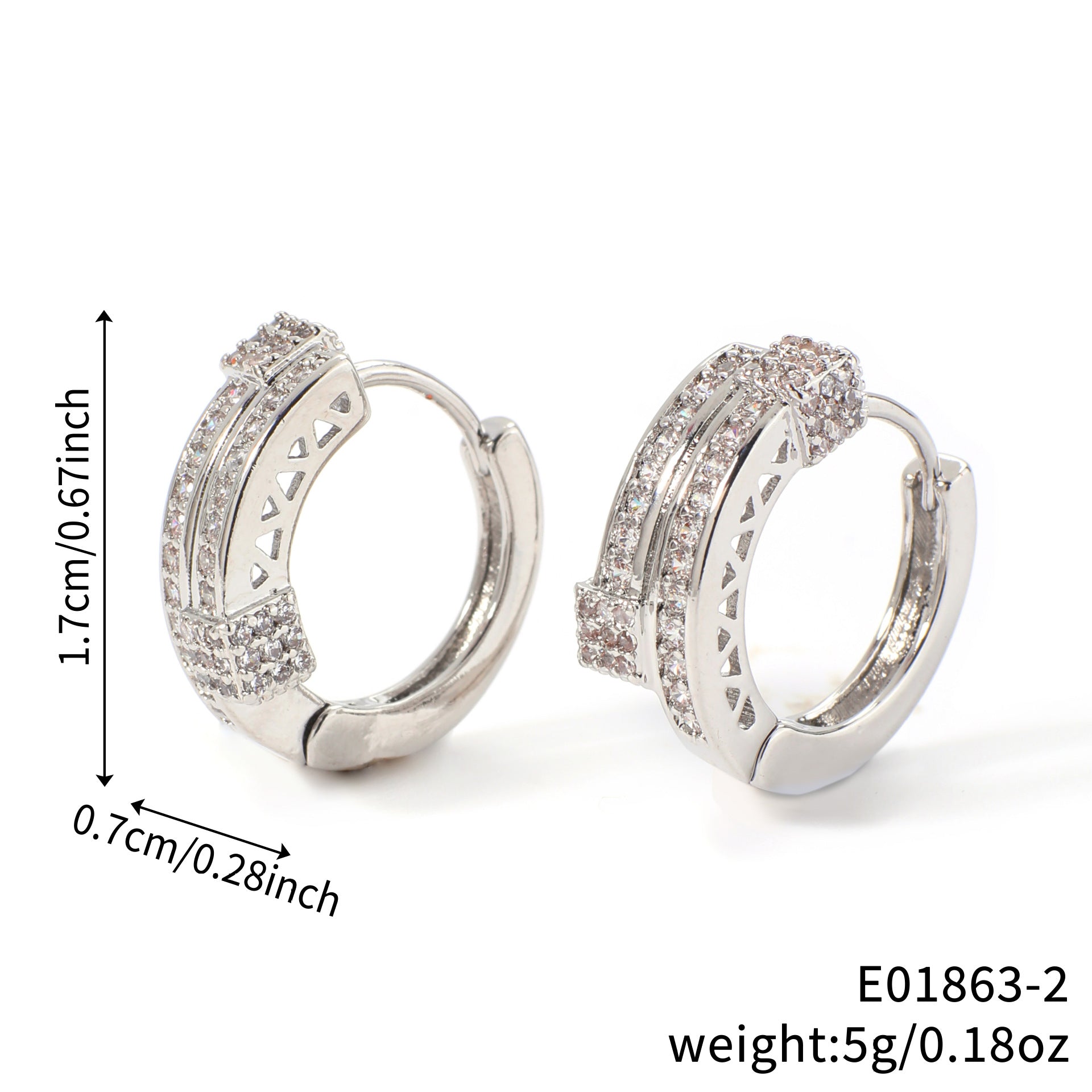 Autumn European And American Hip-Hop New Round Geometric Zircon Pendant Ear Clips