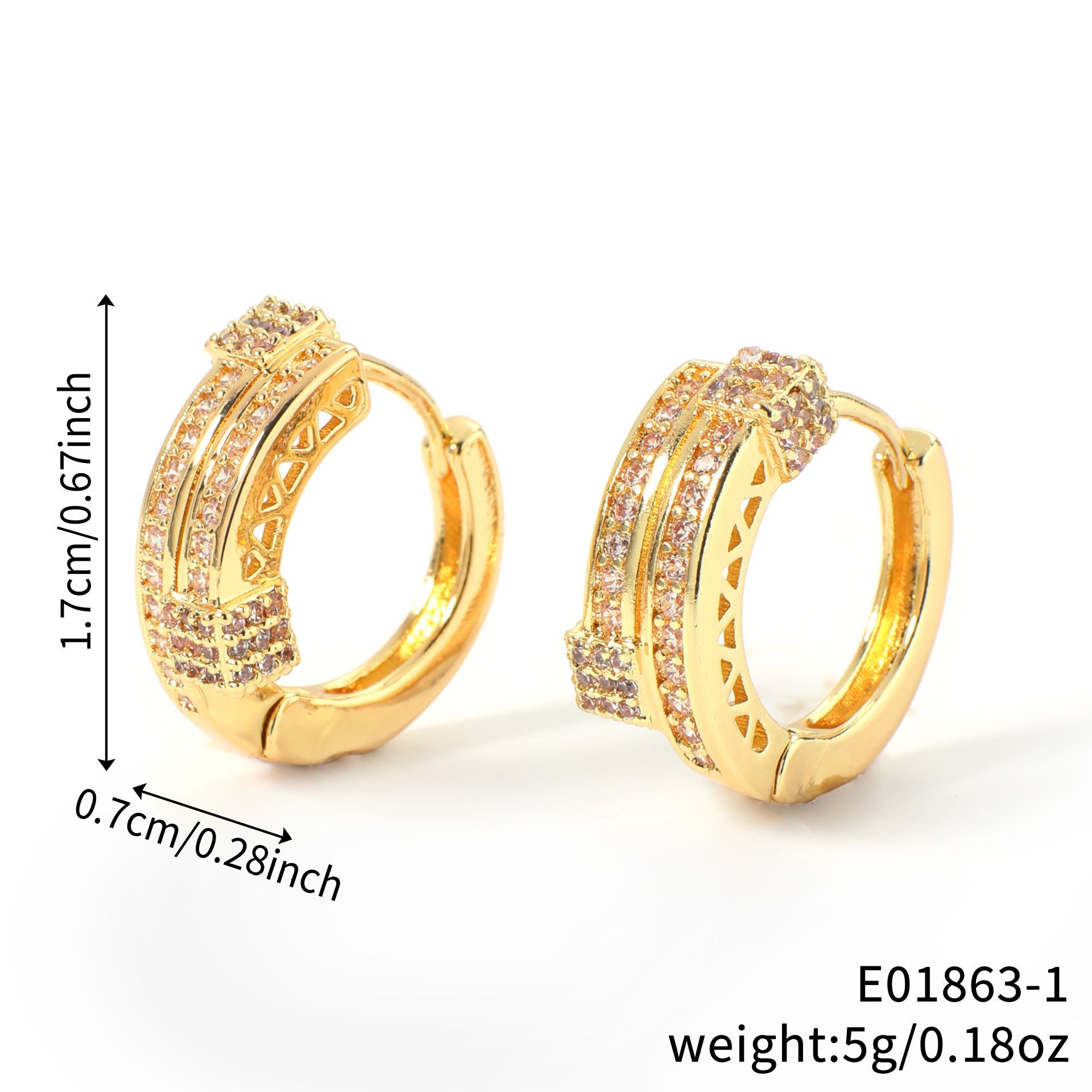 Autumn European And American Hip-Hop New Round Geometric Zircon Pendant Ear Clips