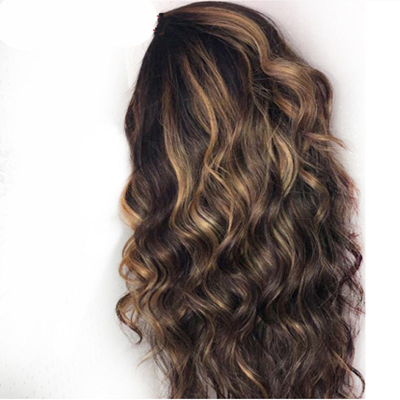 Wig Medium Dyed Gradient Gold Long Roll Synthetic Wigs