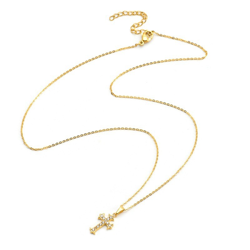 Stainless Steel Light Luxury Small Pendant Necklace With Micro-Set Zirconia Stones For Women