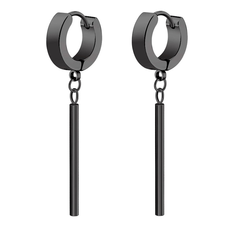 Hip Hop Round Bar Pendant European And American Stainless Steel Earring Ear Clip